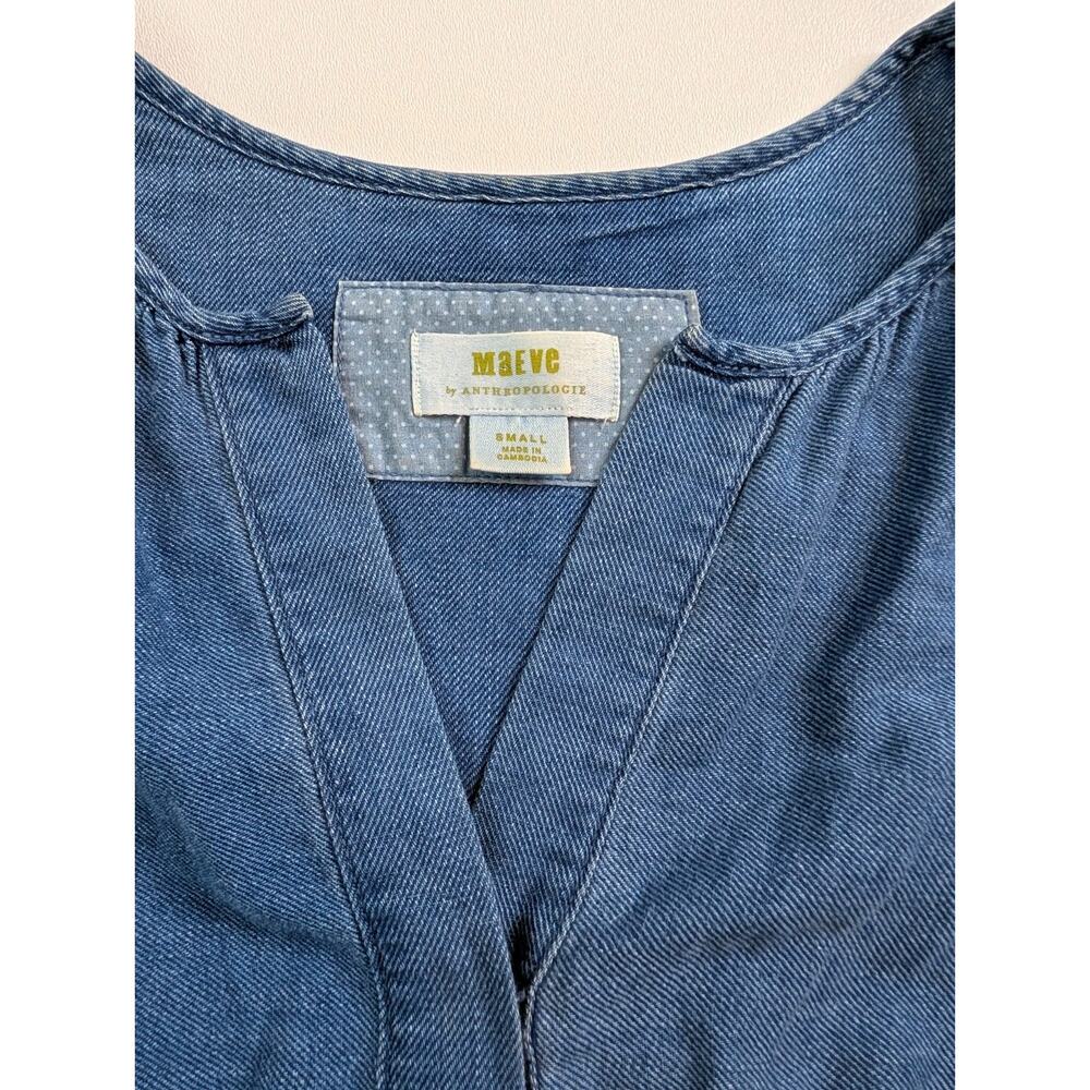Anthropologie Maeve Somerset Chambray Maxi Dress Size Small - Picture 3 of 10